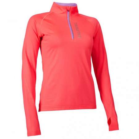  Halfzip LS Tee Wmn Coral 